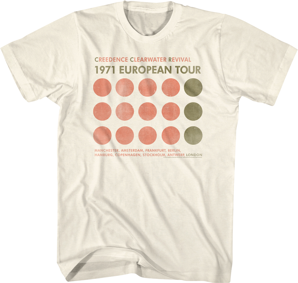 1971 European Tour Creedence Clearwater Revival T-Shirt