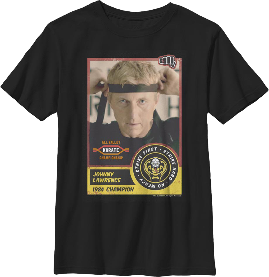 Boys Youth Johnny Lawrence Trading Card Cobra Kai Shirt