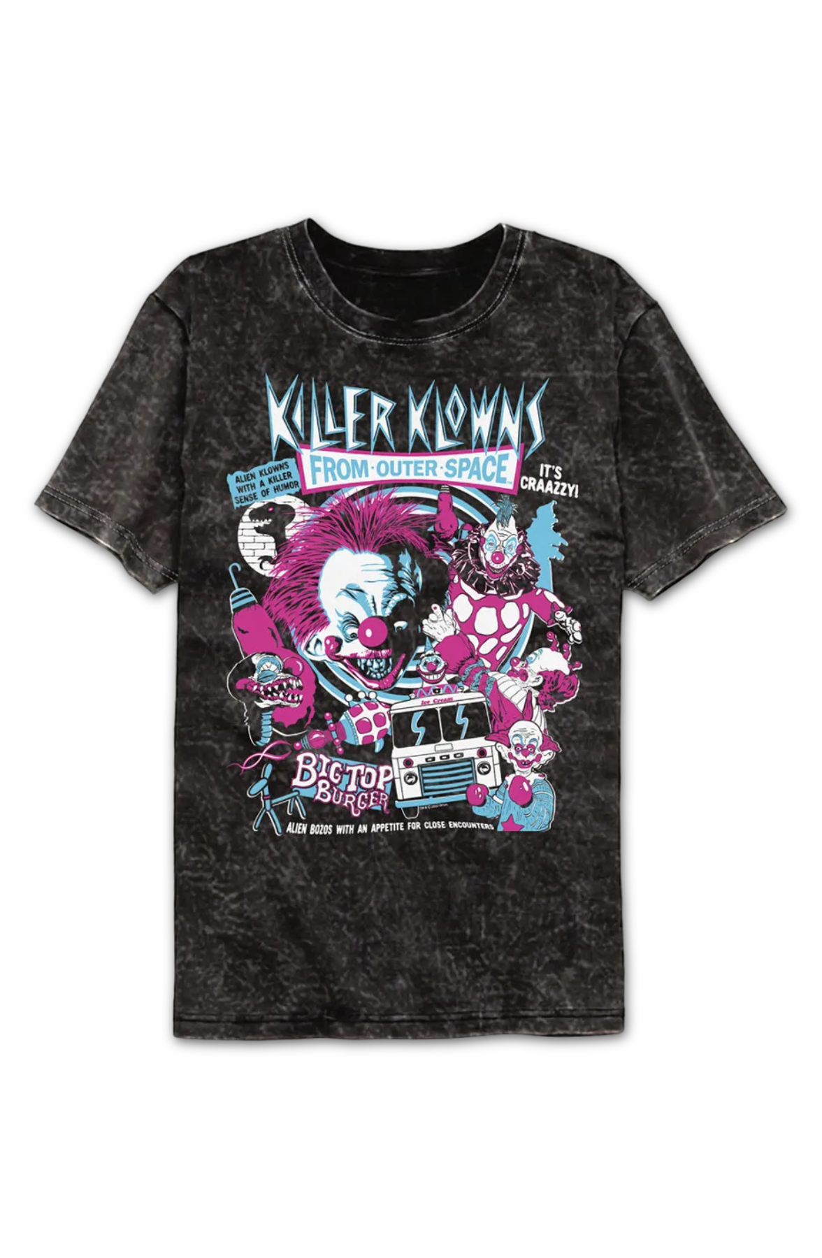 Crazy Collage Killer Klowns From Outer Space Mineral Wash T-Shirt
