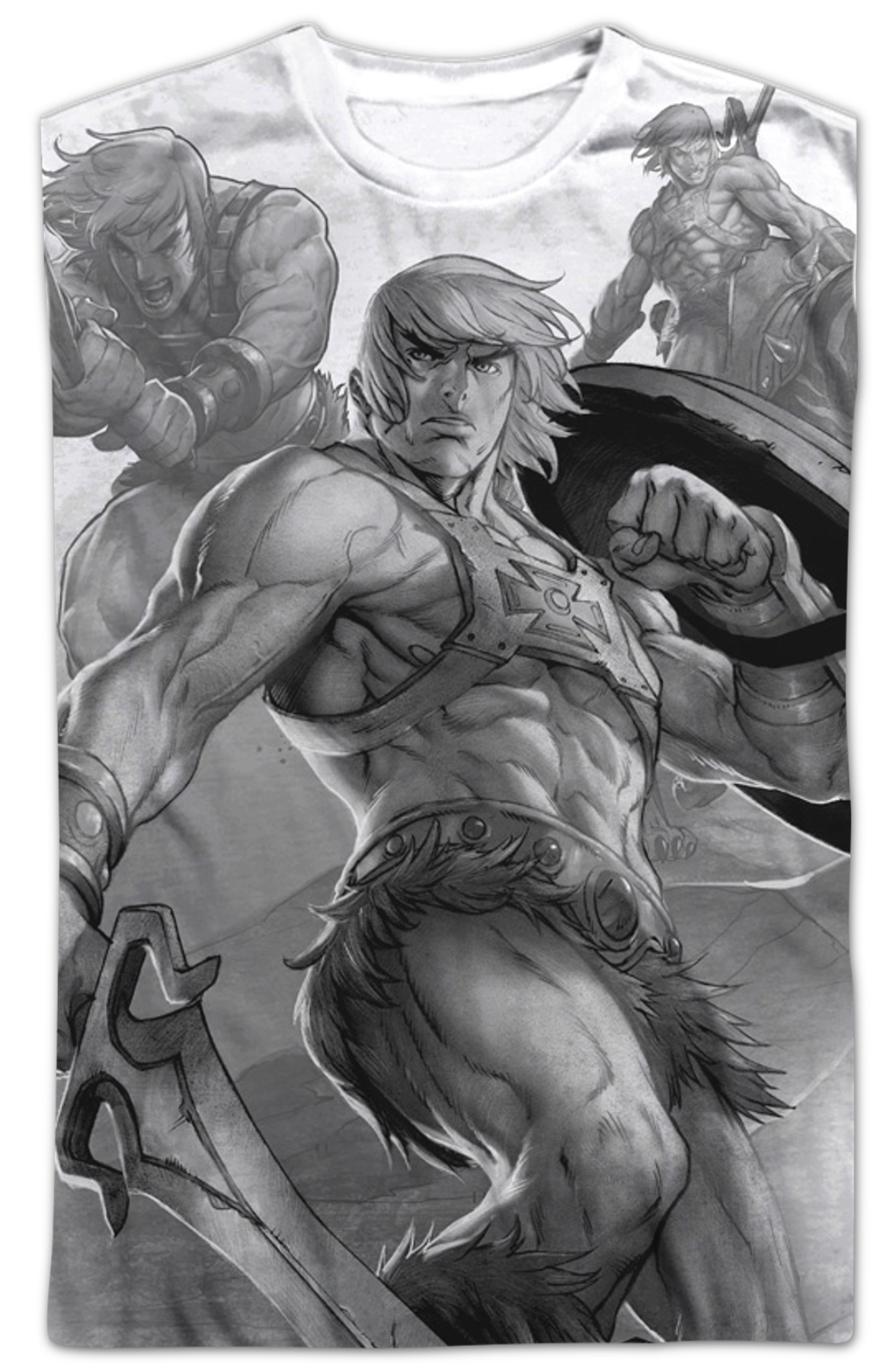 He-Man Black and White Collage Masters of the Universe T-Shirt