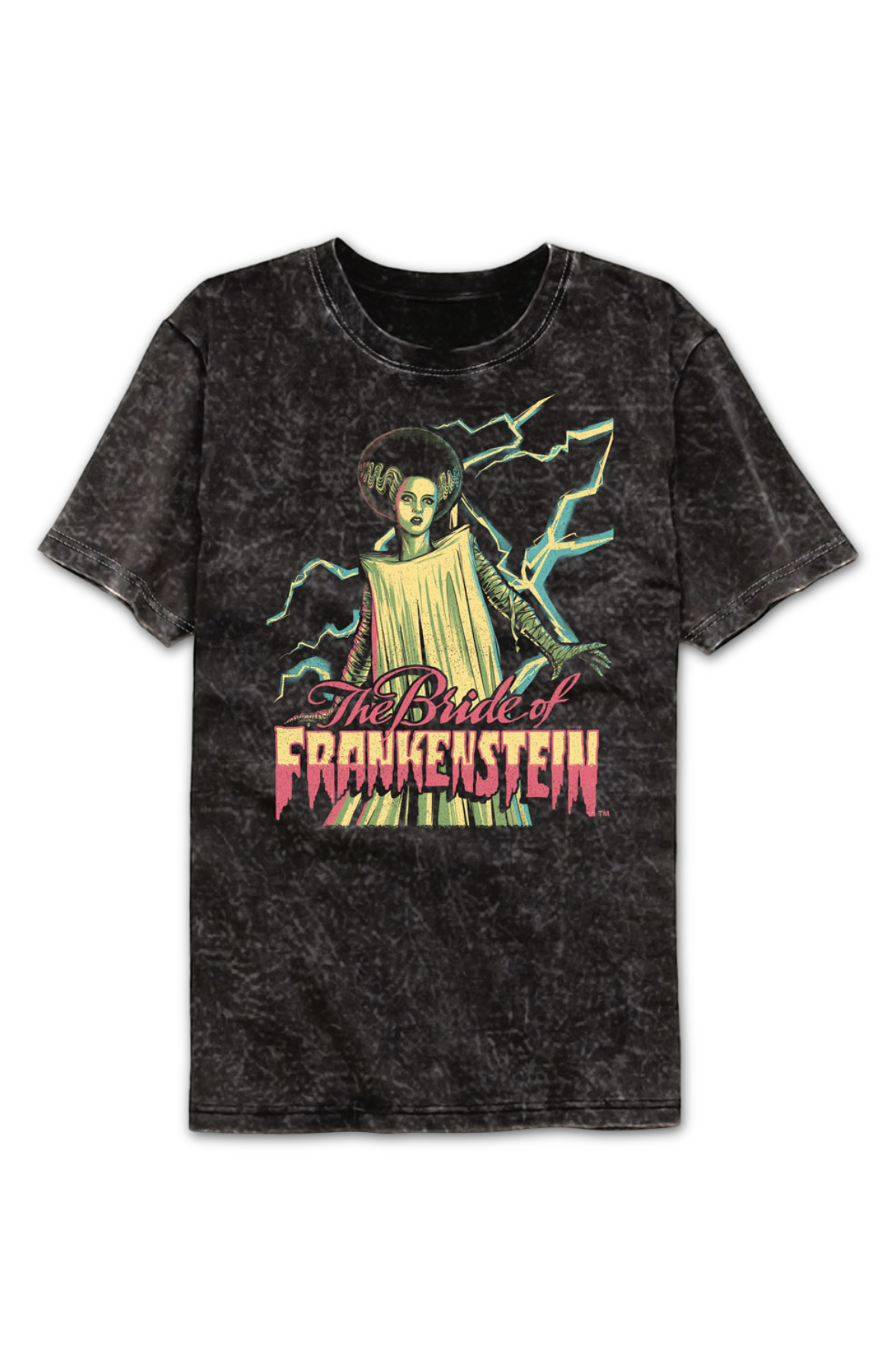 Lightning Bolts Bride Of Frankenstein Mineral Wash T-Shirt