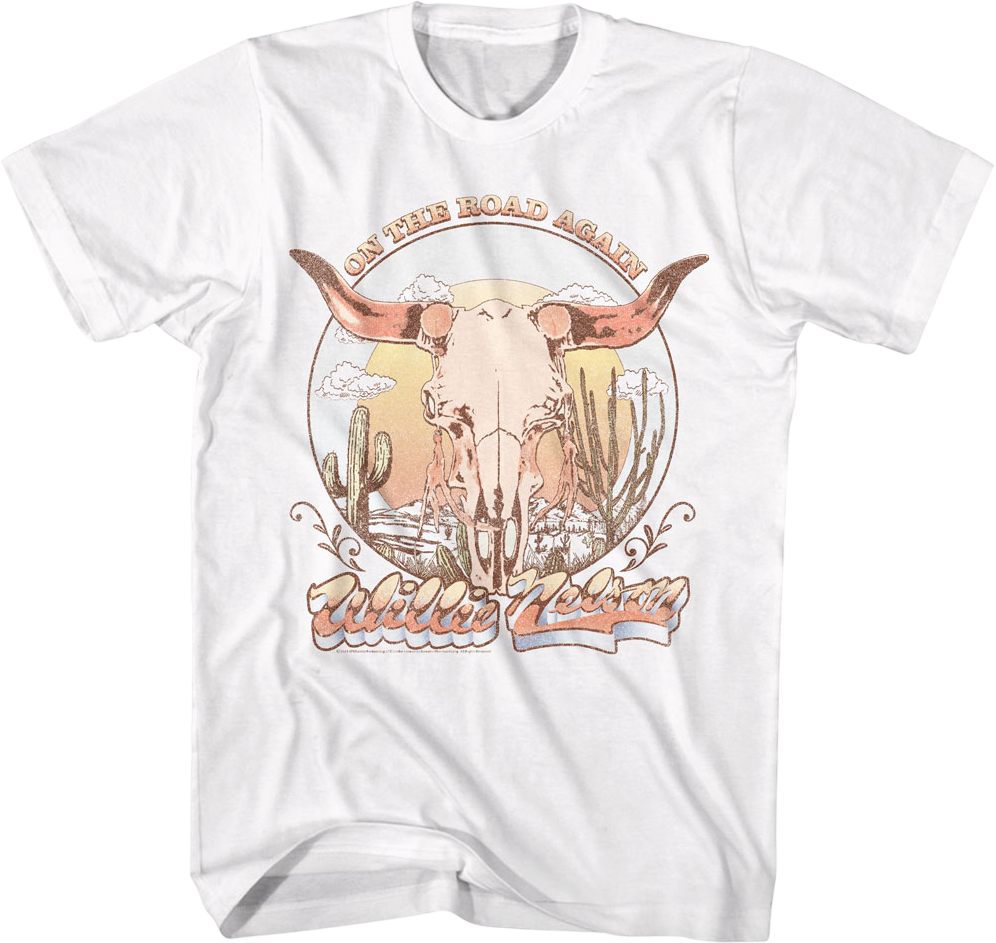 On The Road Again Skull Willie Nelson T-Shirt