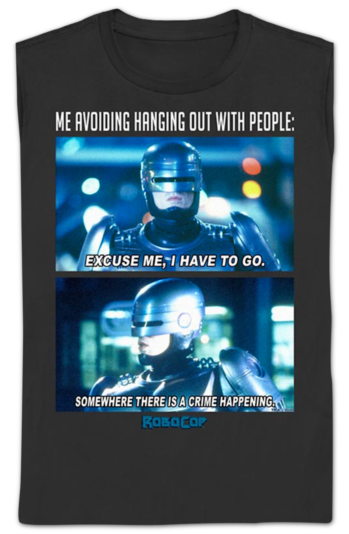 Womens Avoiding Hanging Out With People Robocop Shirt