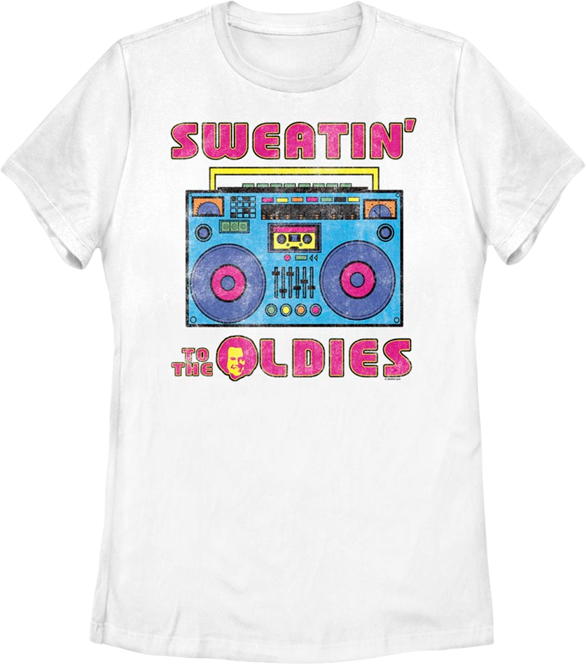 Womens Sweatin' To The Oldies Boombox Richard Simmons Shirt