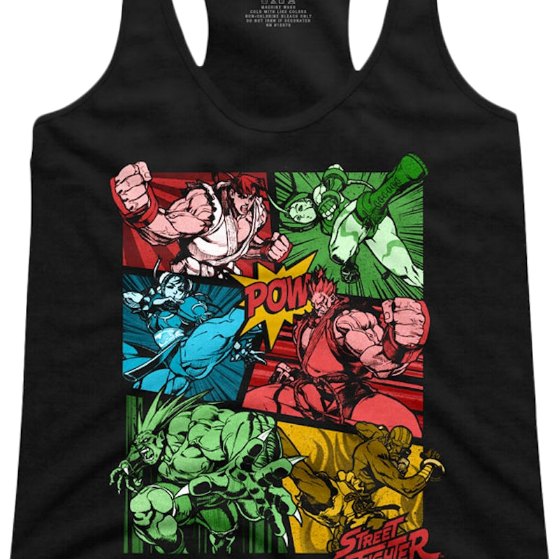 Ladies Comic Book Action Street Fighter Racerback Tank Top
