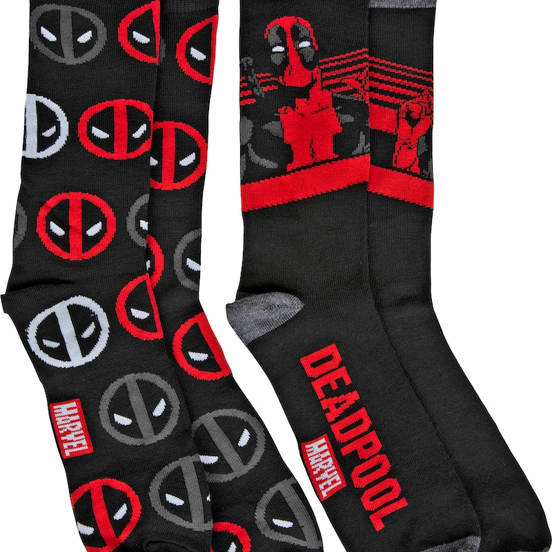 Deadpool Logo And Character 2-Pack Marvel Comics Socks
