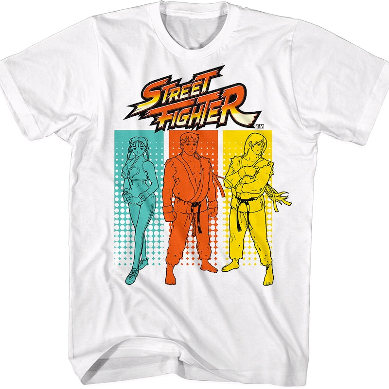 Halftone Rectangles Street Fighter T-Shirt