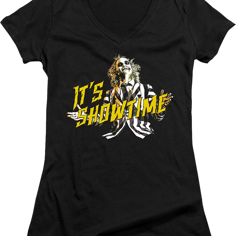 Ladies It's Showtime Beetlejuice V-Neck Shirt
