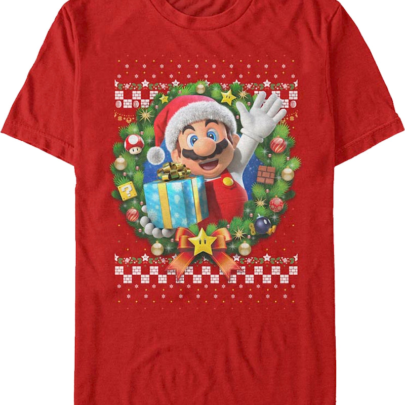 Mario Christmas Wreath Nintendo T-Shirt