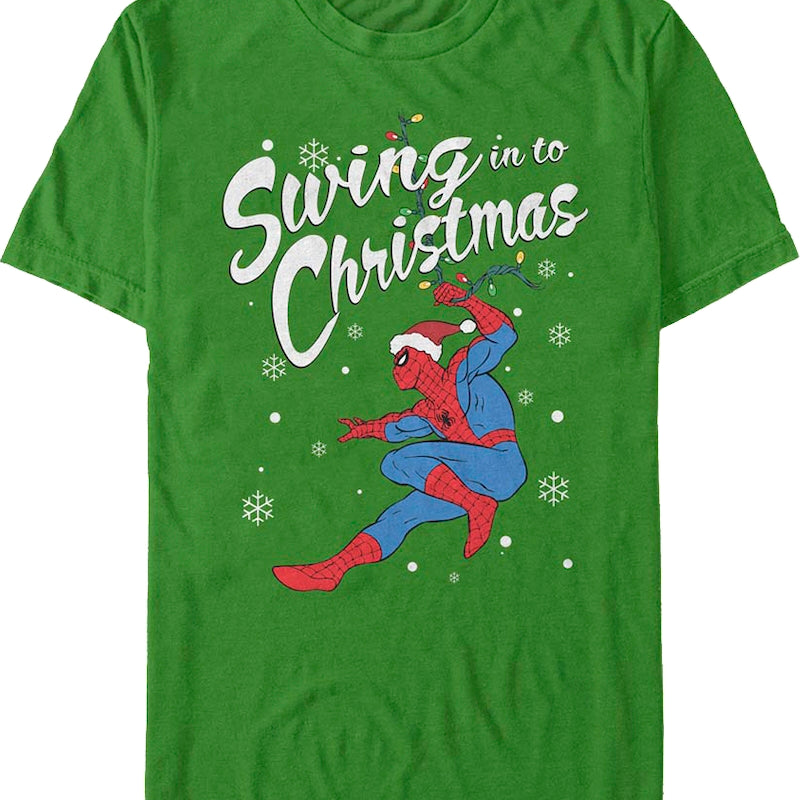 Spider-Man Swing in to Christmas Marvel Comics T-Shirt