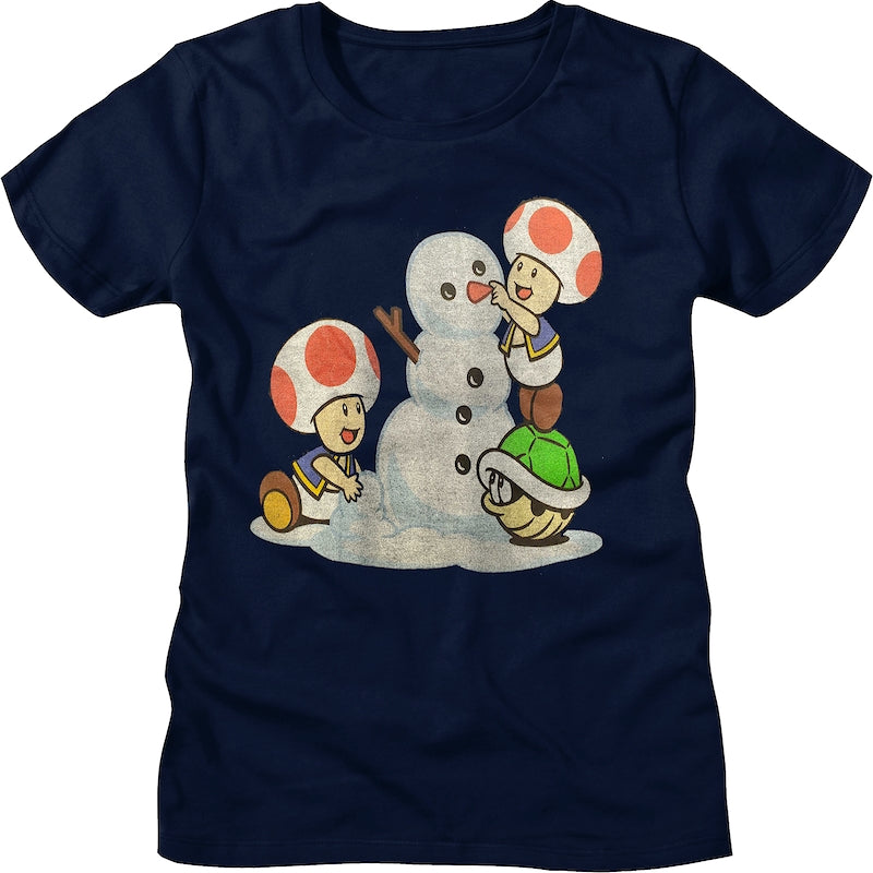 Womens Building A Snowman Super Mario Bros. Shirt