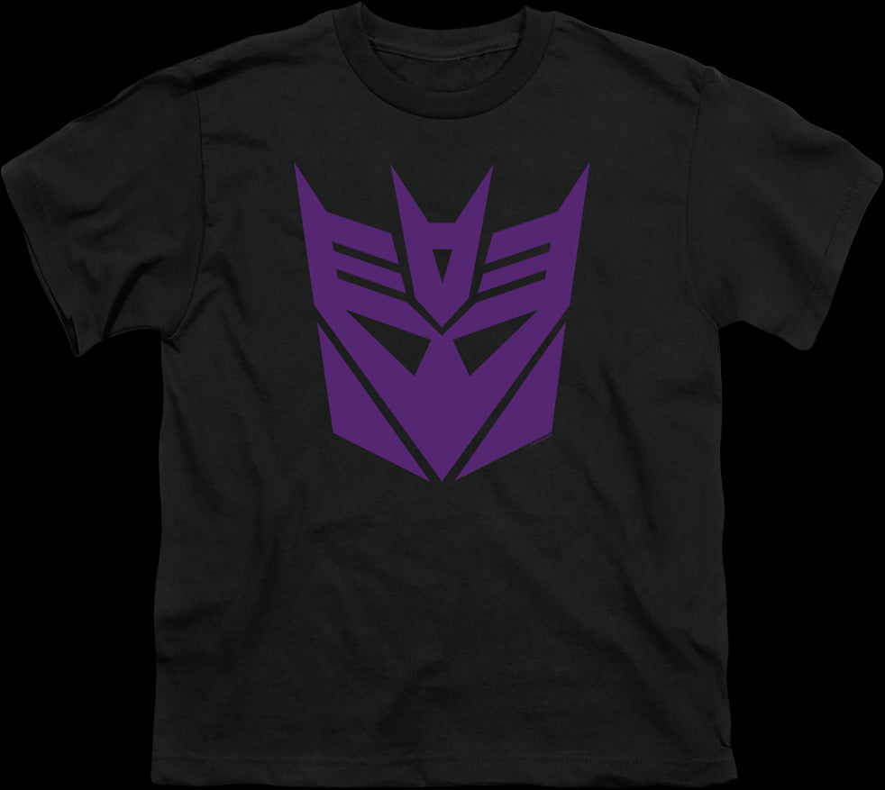 Youth Black Decepticon Logo Transformers Shirt