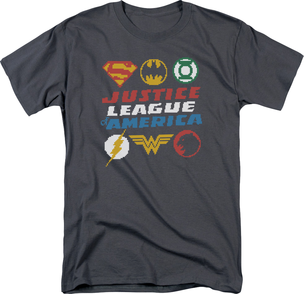 8-Bit Logos Justice League of America DC Comics T-Shirt