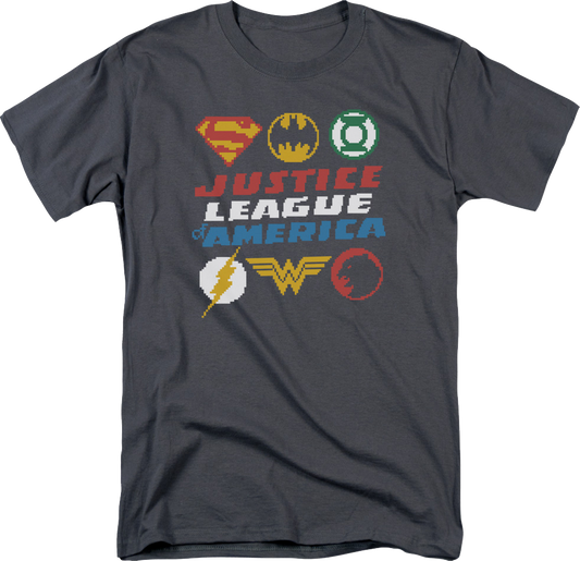 8-Bit Logos Justice League of America DC Comics T-Shirt