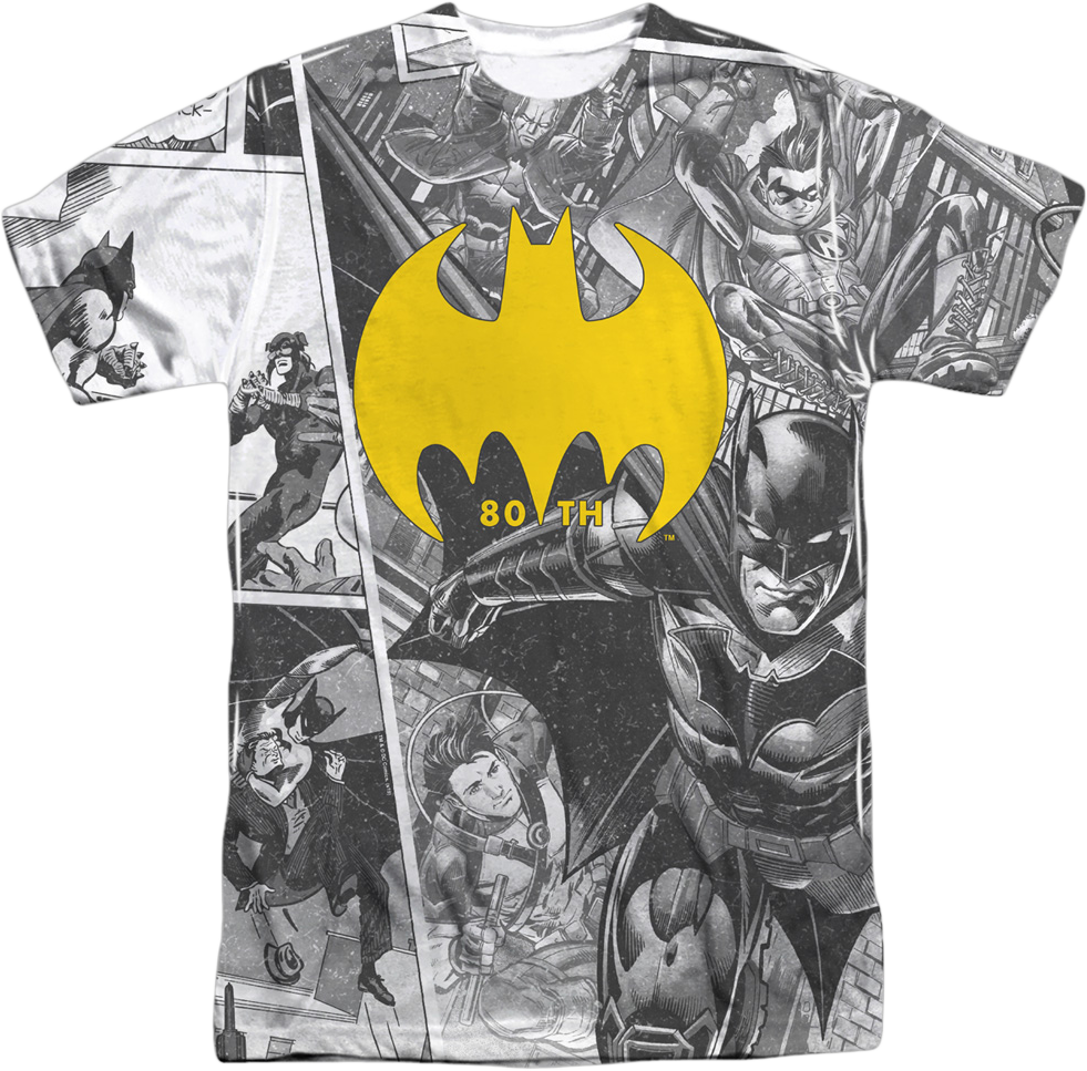 80th Anniversary Collage Batman T-Shirt