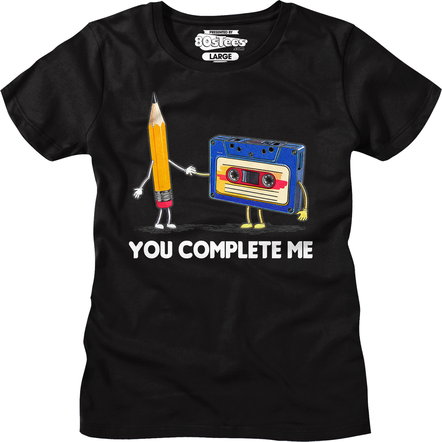 Womens You Complete Me Pencil & Cassette Shirt