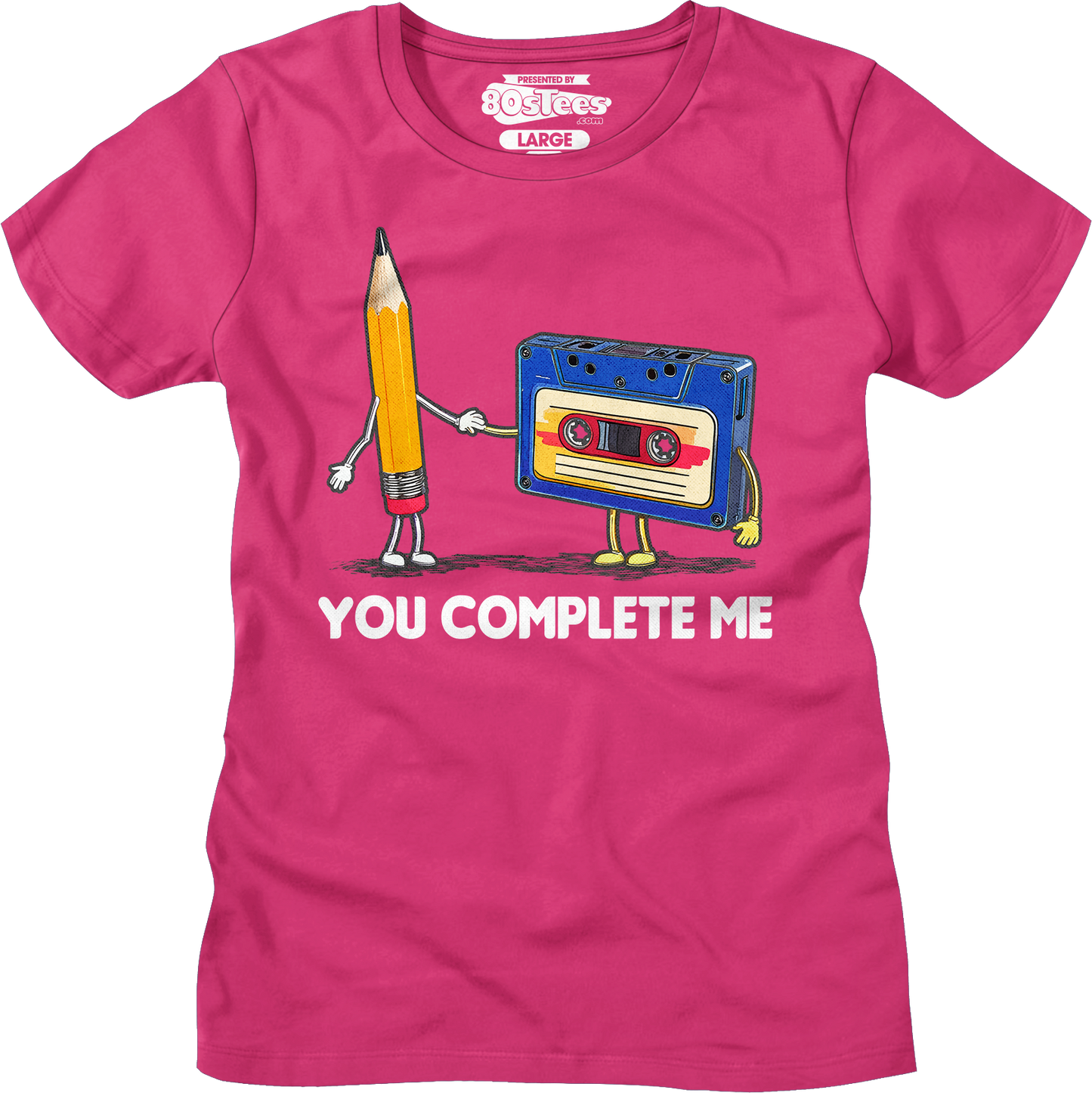 Womens You Complete Me Pencil & Cassette Shirt