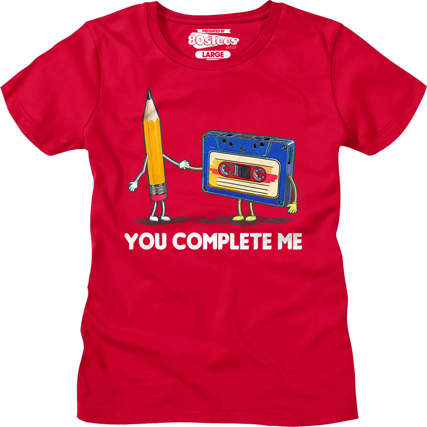 Womens You Complete Me Pencil & Cassette Shirt