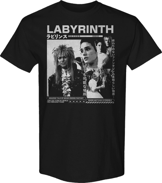 Black & White Japanese Poster Labyrinth T-Shirt