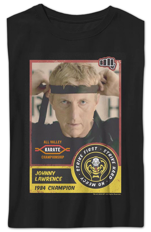 Boys Youth Johnny Lawrence Trading Card Cobra Kai Shirt