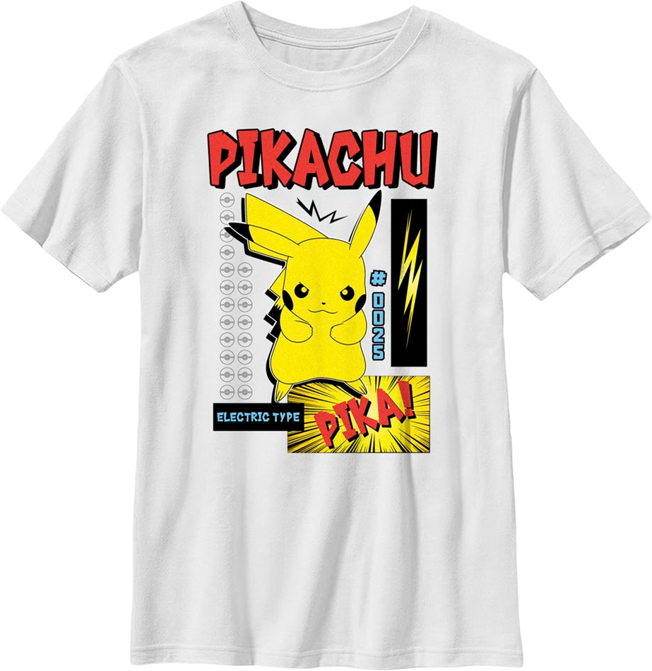 Boys Youth Pikachu Electric Type Pokemon Shirt
