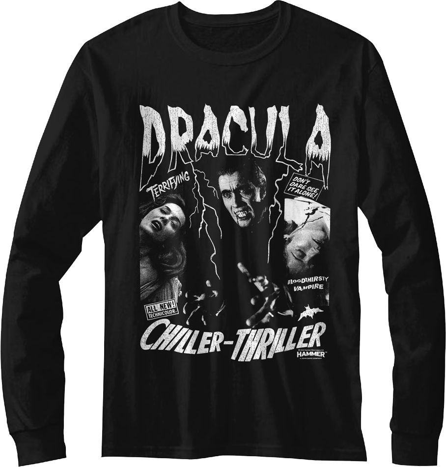 Chiller-Thriller Dracula Hammer Films Long Sleeve Shirt