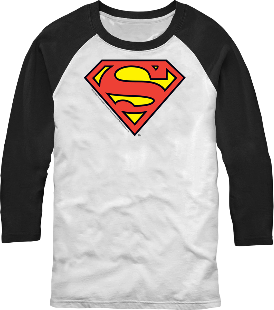 Classic Superman Logo DC Comics Raglan Baseball Shirt