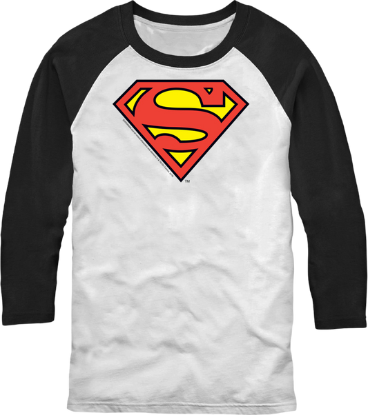 Classic Superman Logo DC Comics Raglan Baseball Shirt