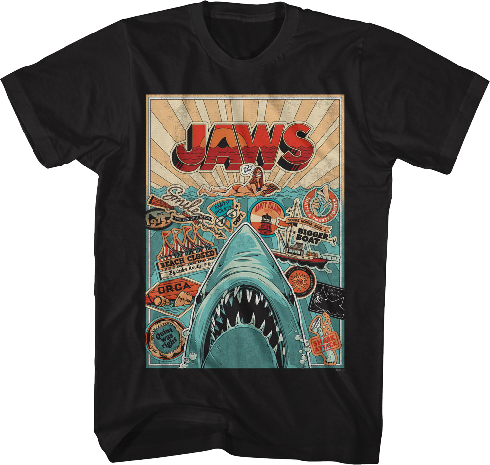 Collage Poster Jaws T-Shirt