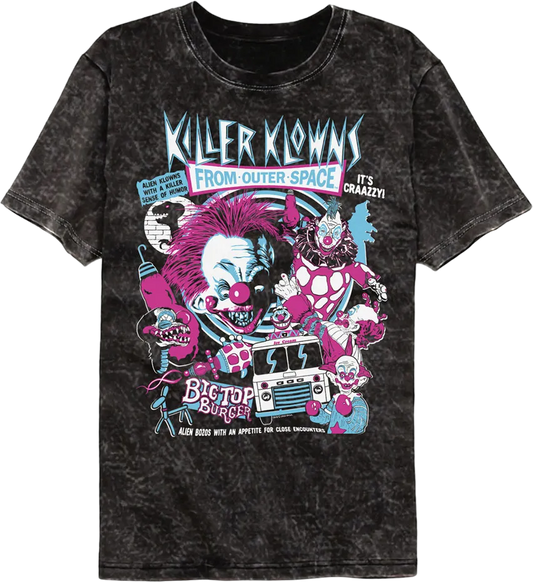 Crazy Collage Killer Klowns From Outer Space Mineral Wash T-Shirt