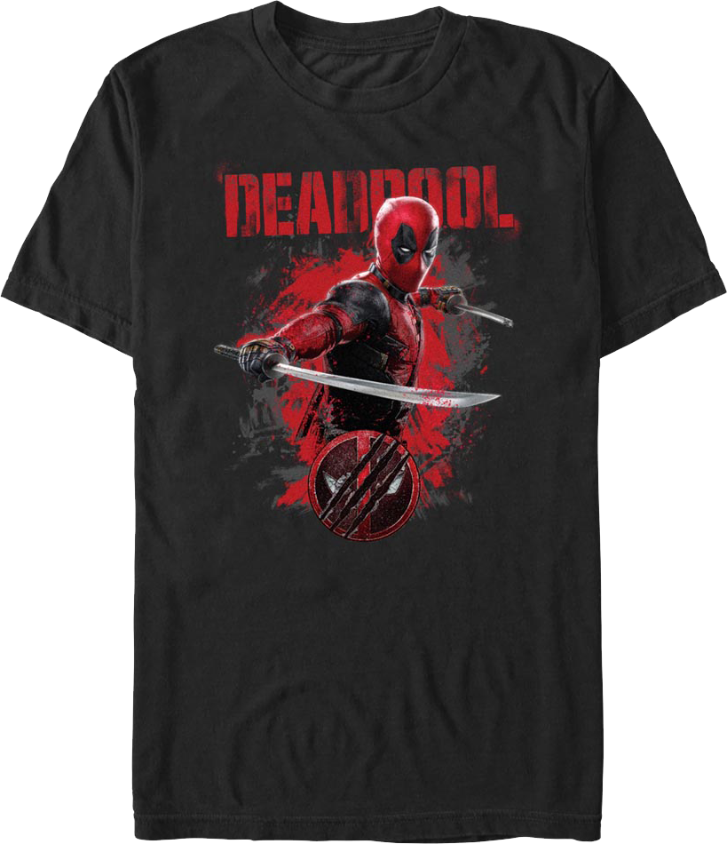 Deadpool Katanas Pose Deadpool & Wolverine Marvel Comics T-Shirt