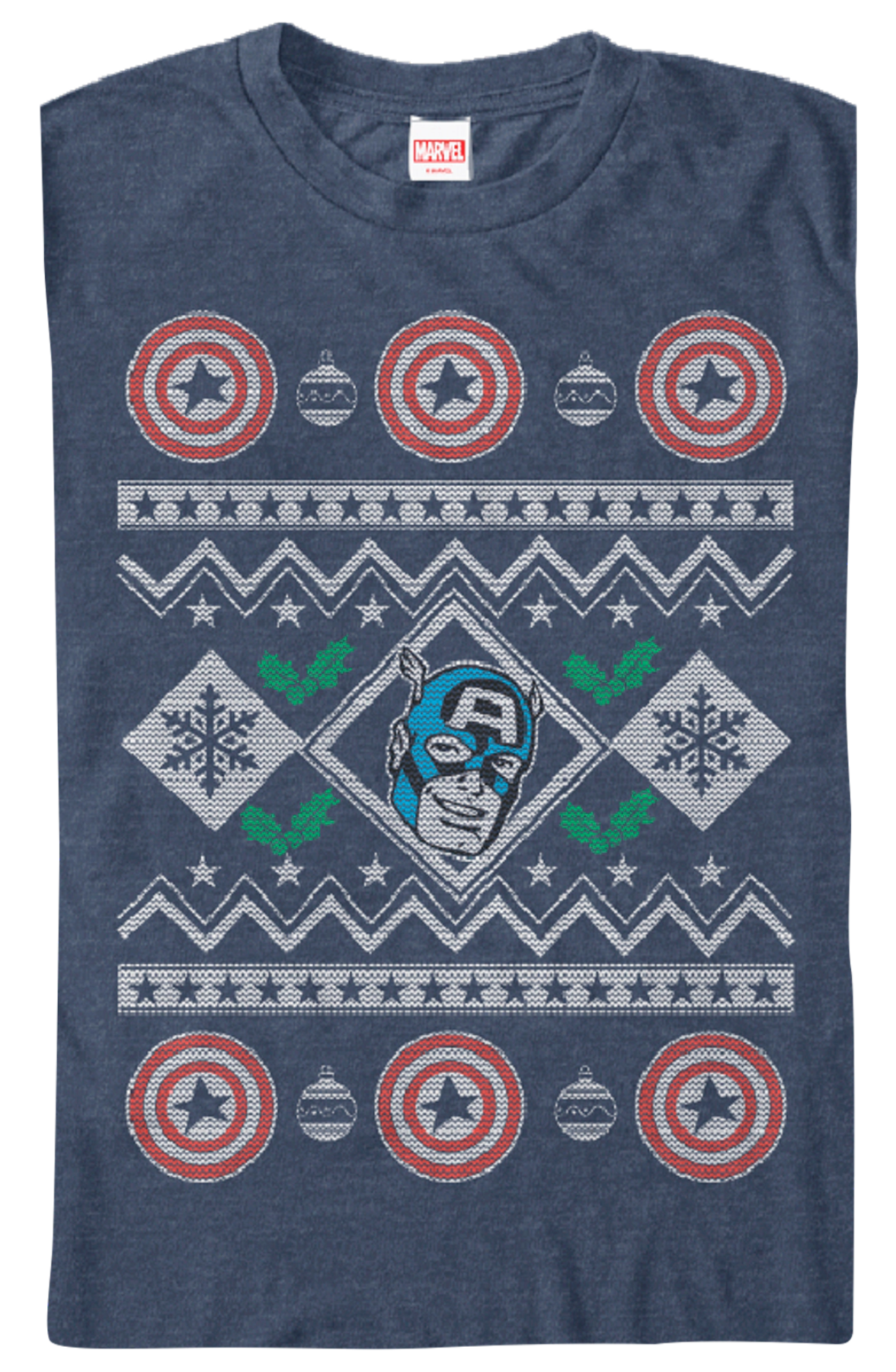 Faux Ugly Christmas Sweater Captain America T-Shirt
