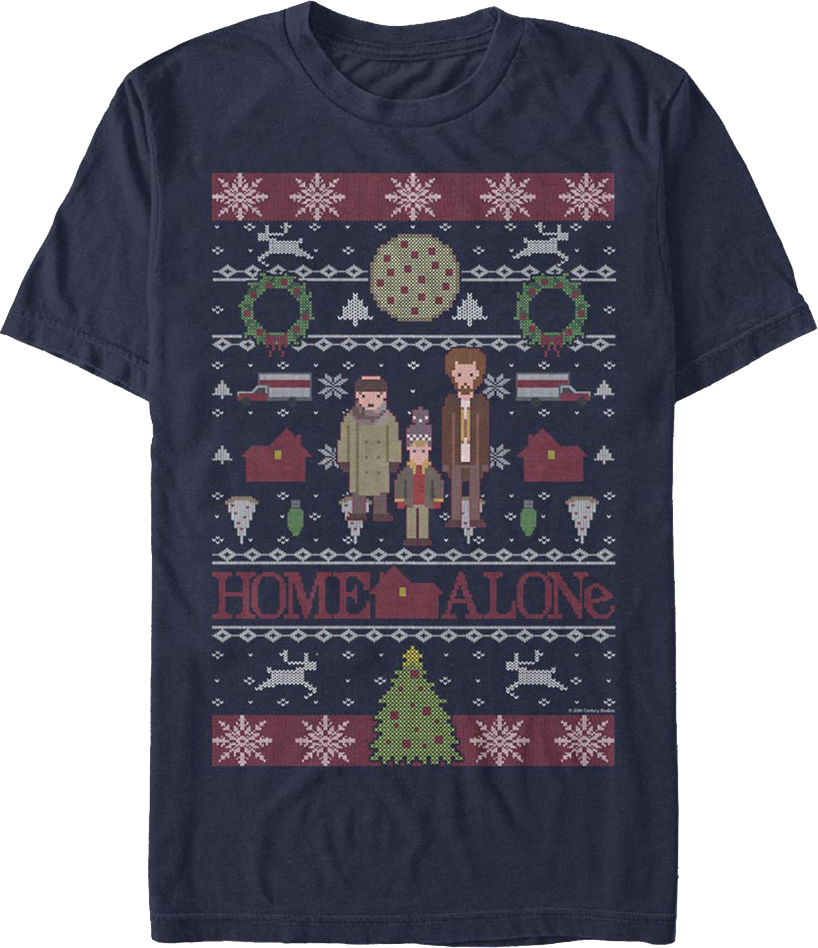 Faux Ugly Christmas Sweater Home Alone T-Shirt