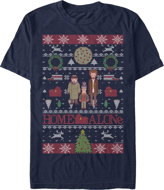 Faux Ugly Christmas Sweater Home Alone T-Shirt