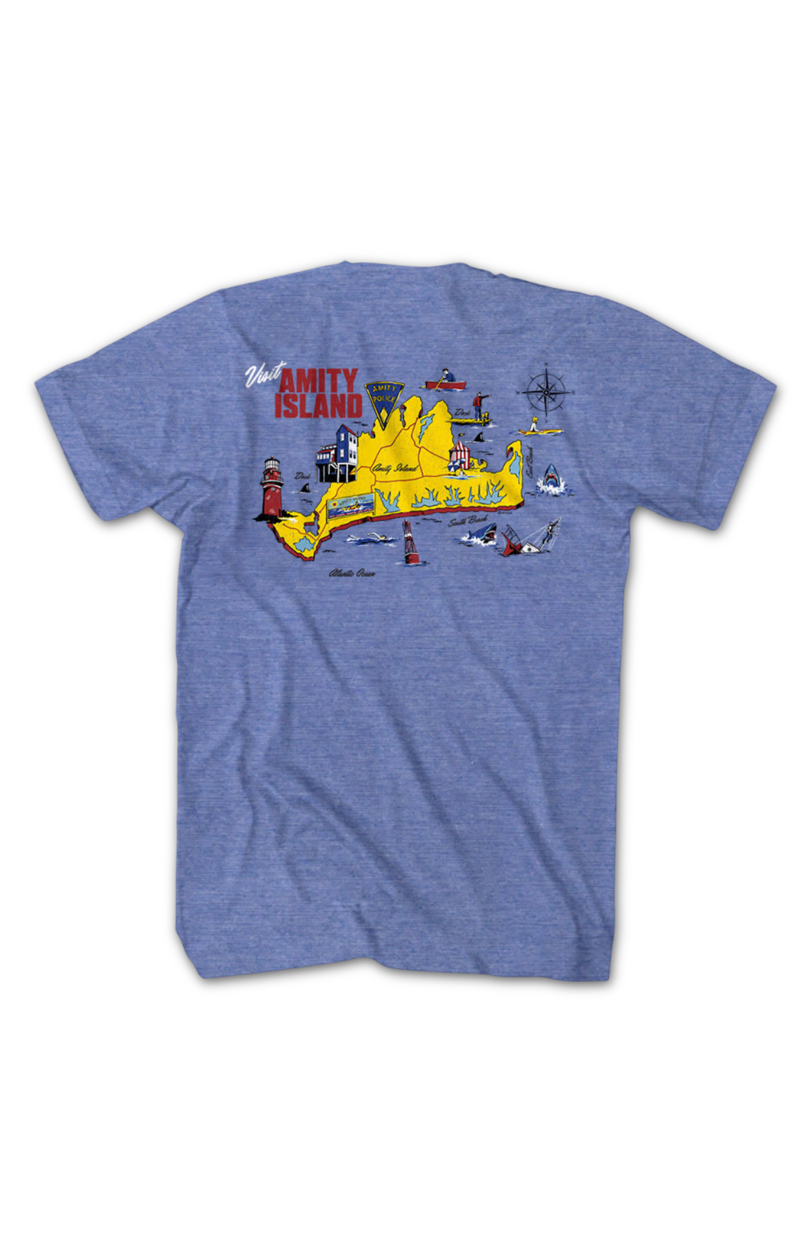 Front & Back Amity Island Map Jaws T-Shirt