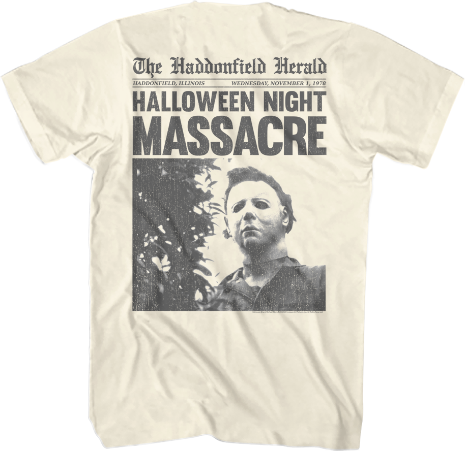 Front & Back Michael Myers Headline Halloween T-Shirt