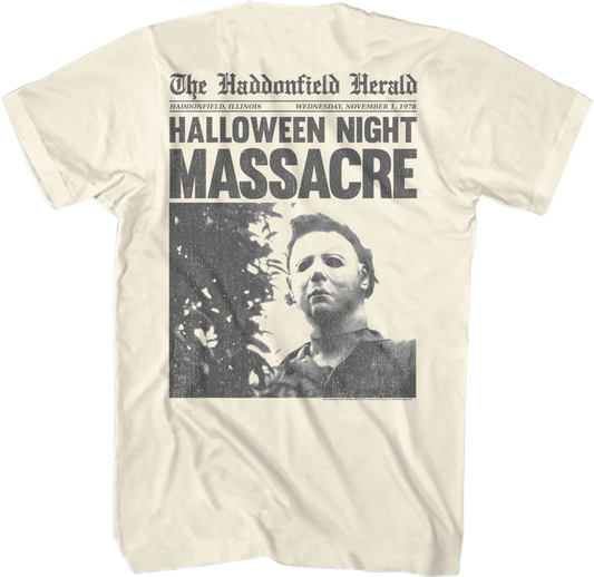 Front & Back Michael Myers Headline Halloween T-Shirt