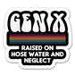 Gen X Raised On Hose Water And Neglect 2"x2" Sticker