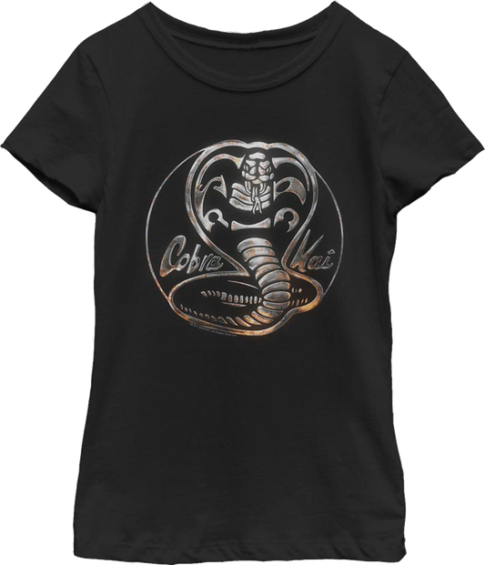 Girls Youth Faux Chrome Logo Cobra Kai Shirt