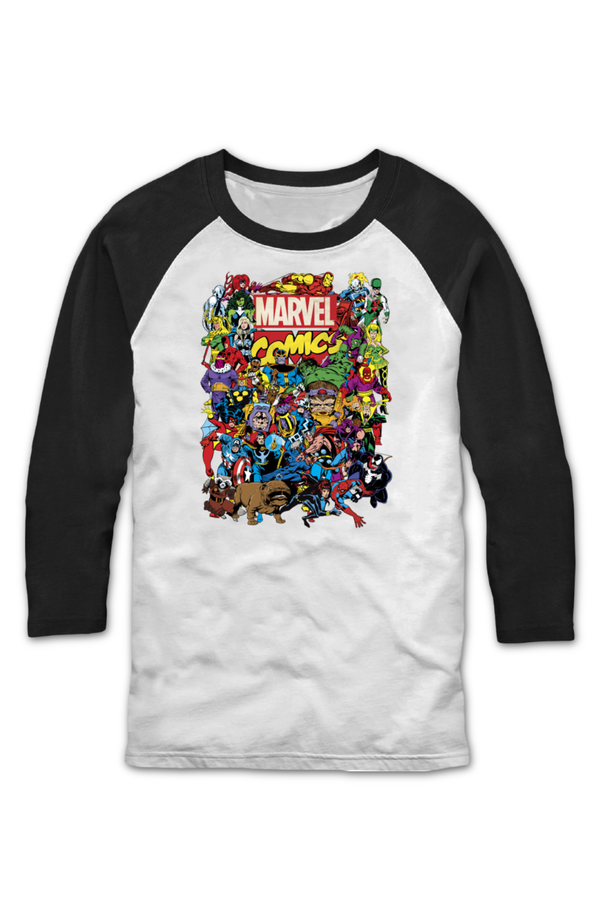 Greatest Characters Collage Marvel Comics Raglan Baseball Shirt