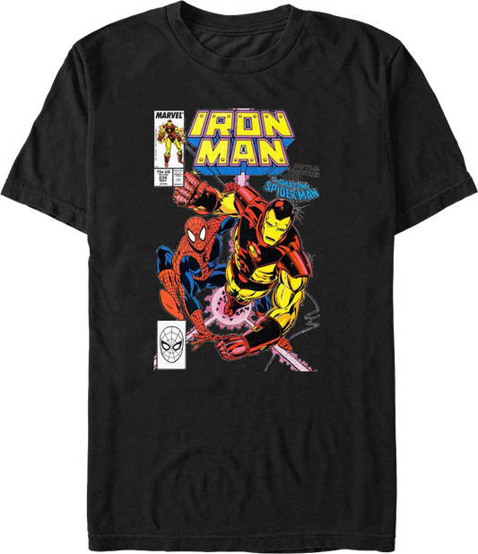 Iron Man And Spider-Man Comic Book Cover Marvel Comics T-Shirt