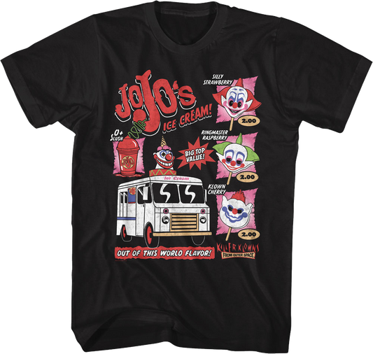 Jojo's Ice Cream Flavors Killer Klowns From Outer Space T-Shirt