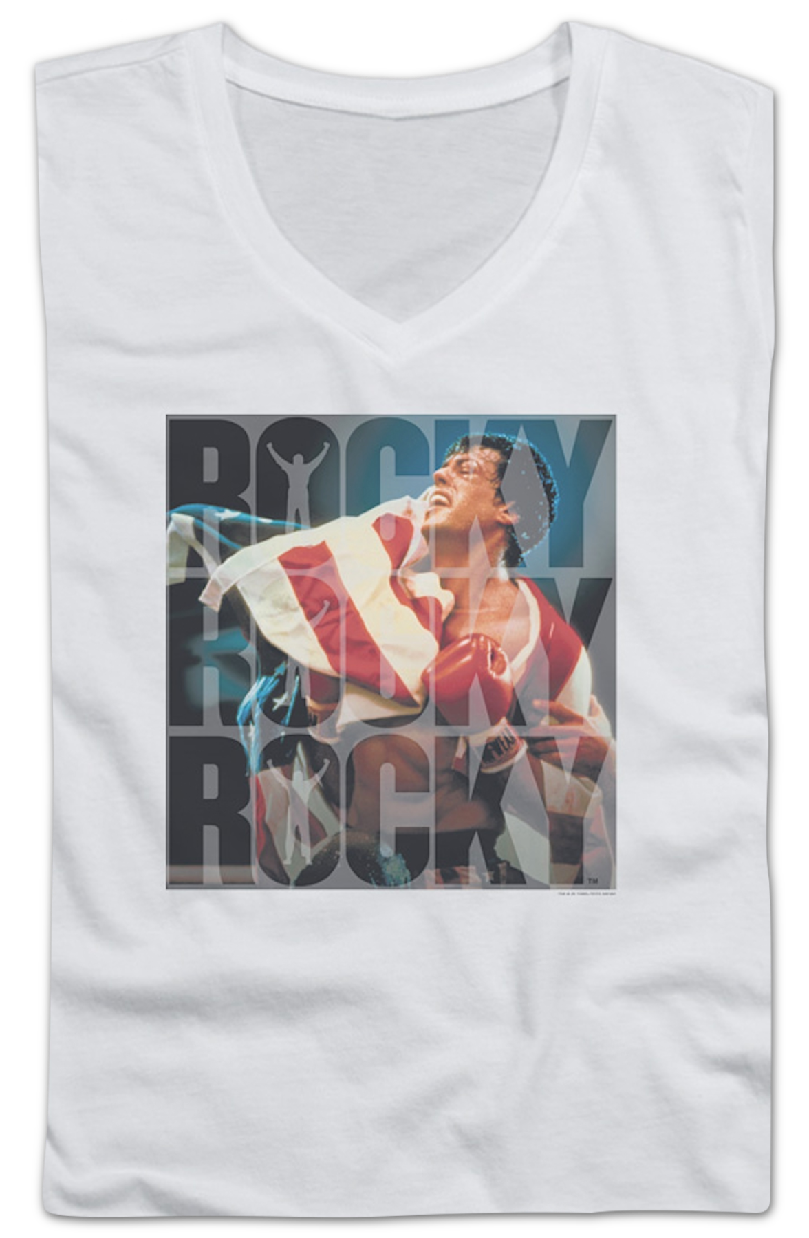 Ladies American Flag Rocky V-Neck Shirt