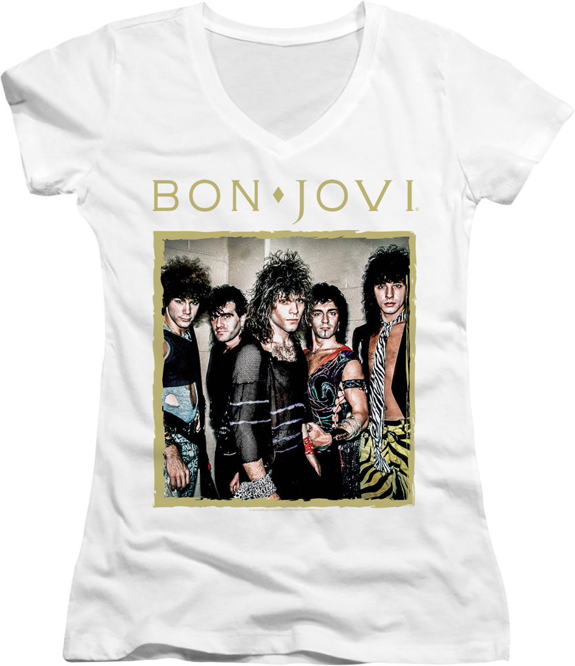 Ladies Band Photo Bon Jovi V-Neck Shirt