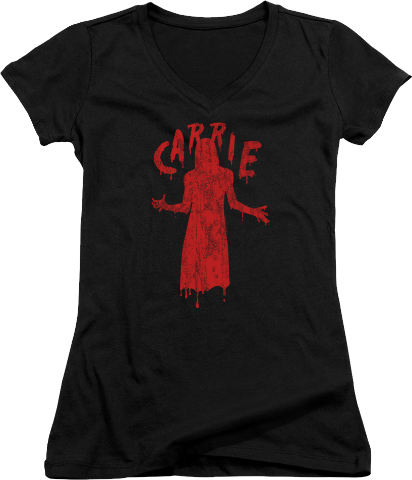 Ladies Dripping Blood Carrie V-Neck Shirt