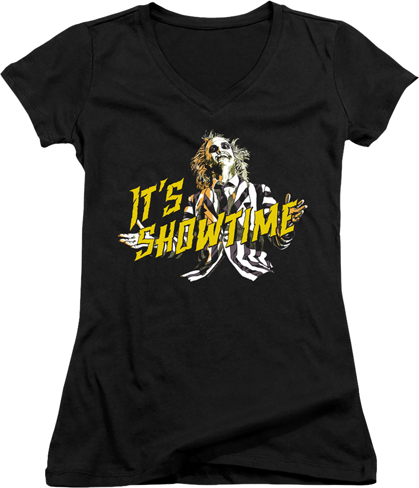 Ladies It's Showtime Beetlejuice V-Neck Shirt