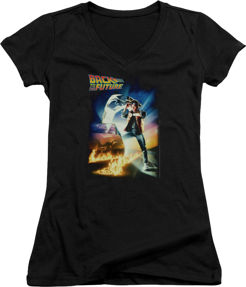 Ladies Movie Poster Back To The Future V-Neck Shirt