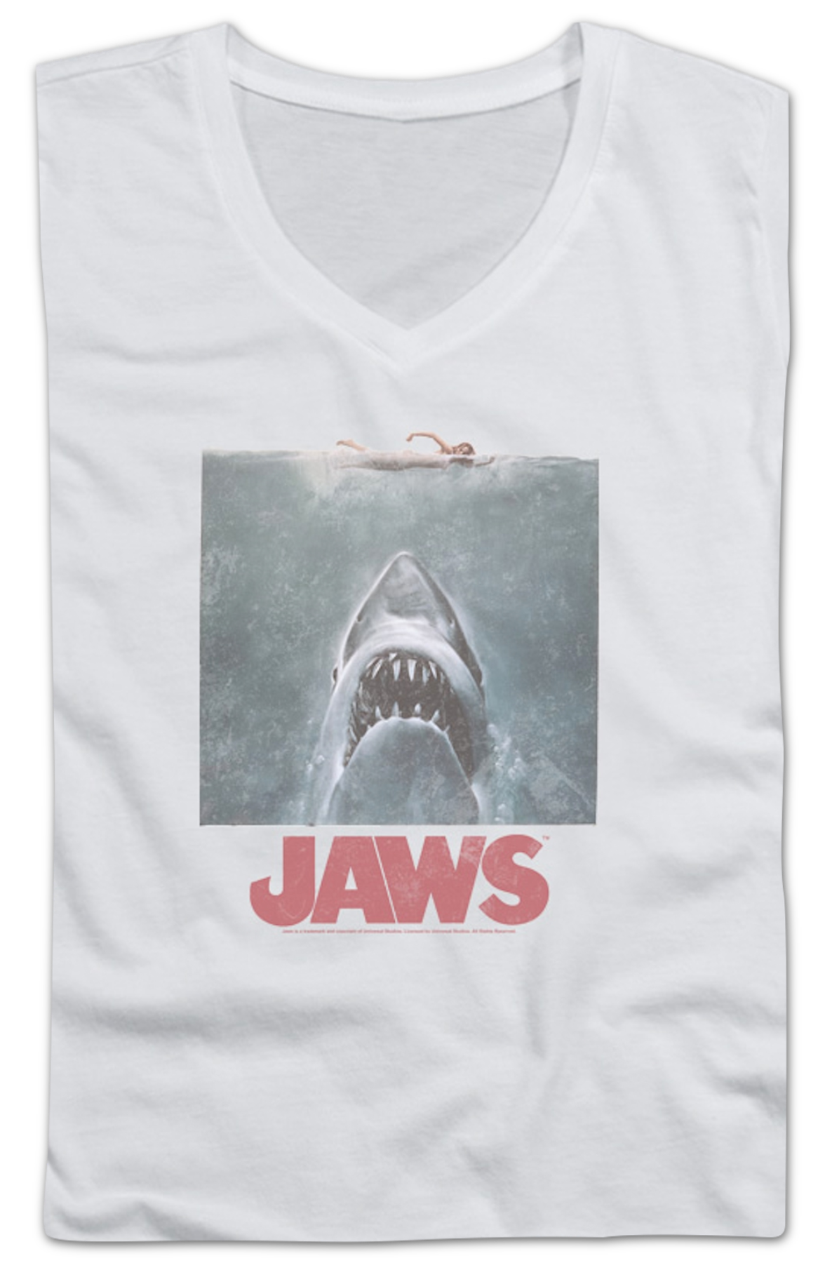 Ladies Movie Poster Jaws V-Neck Shirt
