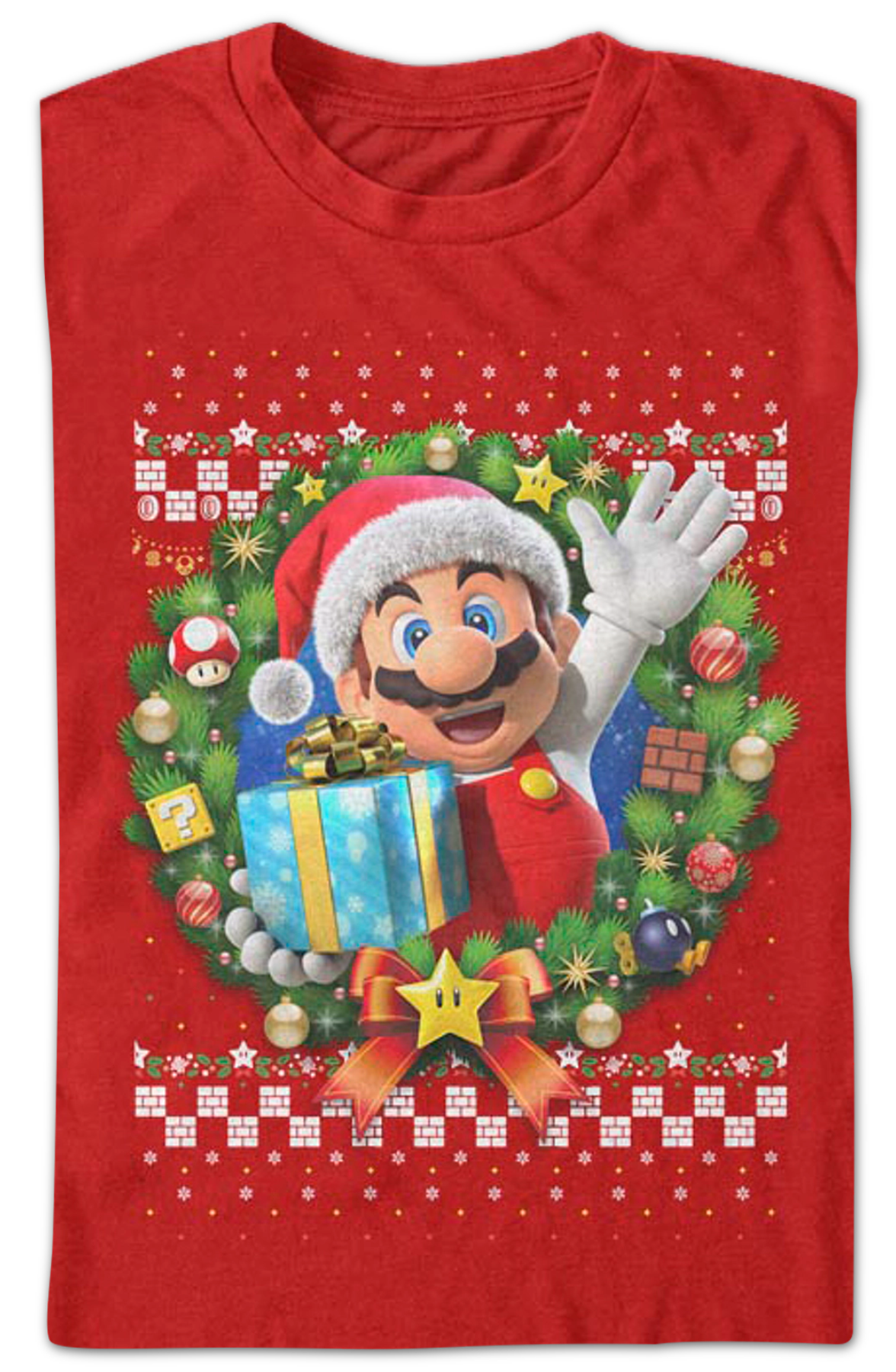 Mario Christmas Wreath Nintendo T-Shirt