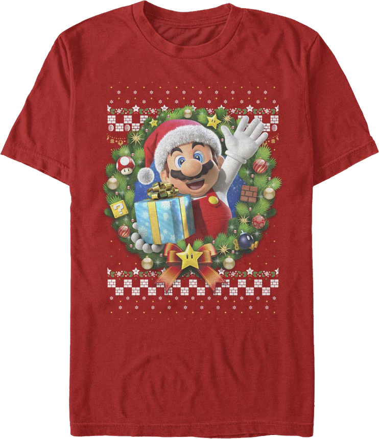 Mario Christmas Wreath Nintendo T-Shirt